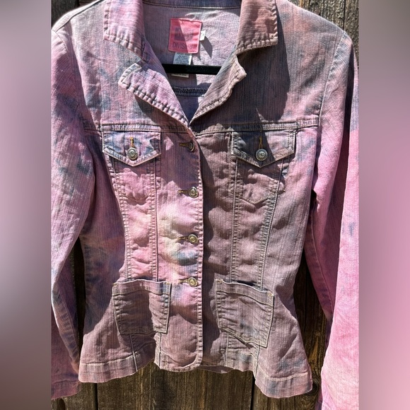 ND Division Purple Peace Tie Dye Denim Bohemian Hippie Jean Jacket - Picture 6 of 9